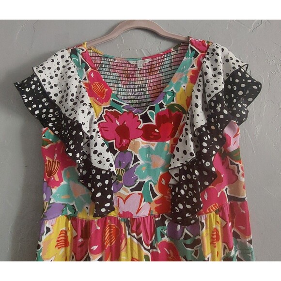 John Mark Dress Women XS Bright and playful,16 inch of Armp To Arm,Rayon, Viscos - Picture 8 of 12